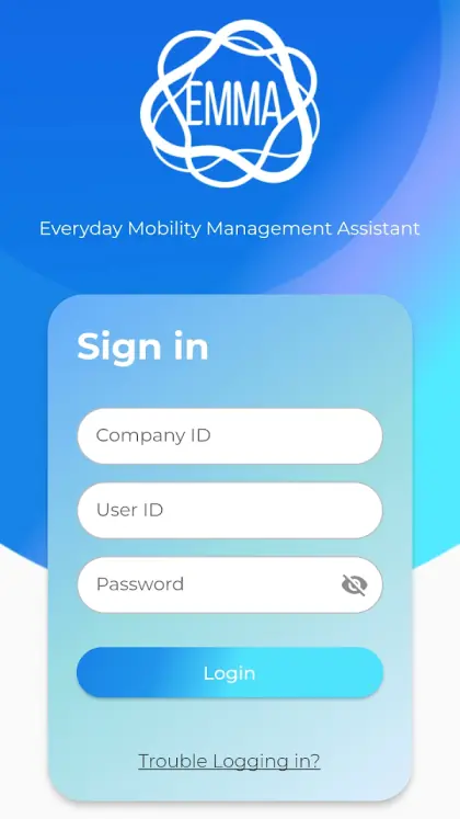 EMMA SG sign-in screen